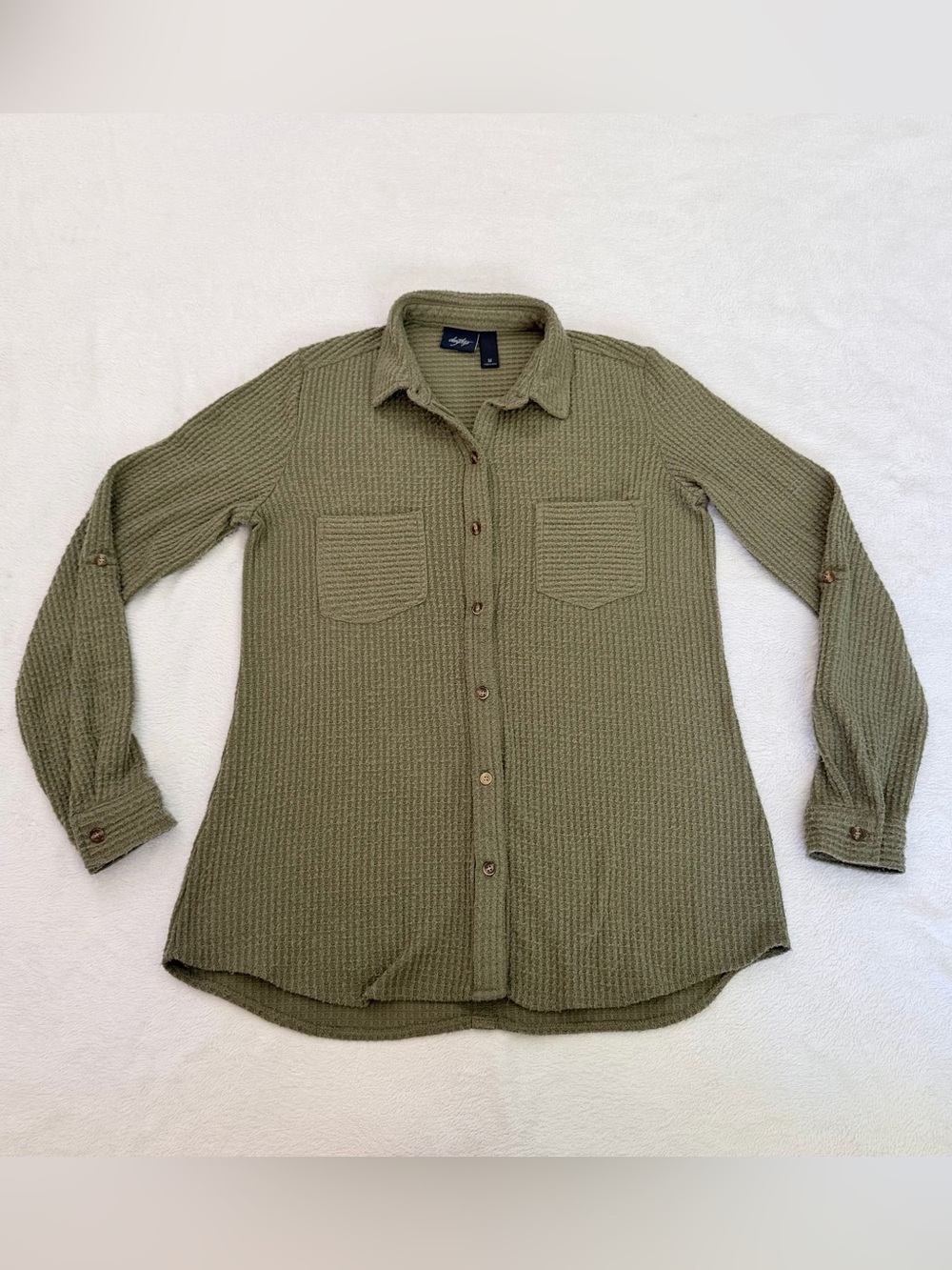 Daytrip Olive Waffle Knit Cozy Shirt